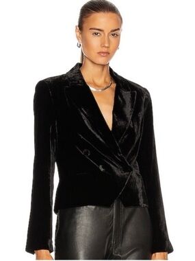 L'Agence Rory Black Velvet Cropped Blazer NWT